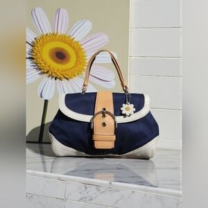 Rare Vintage Coach Daisy Soho in Navy Blue In Excellent Used Vintage Condition
